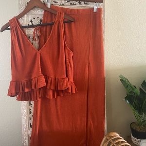 ✨SOLD✨ FREE PEOPLE burnt orange skirt & tank set